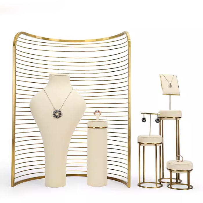 SINGELS-Ivory White Metal Jewelry and Watch Display Stand - Luxury Earring and Ring Showcase