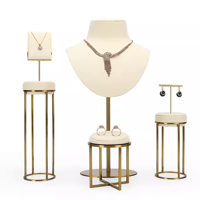 SINGELS-Ivory White Metal Jewelry and Watch Display Stand - Luxury Earring and Ring Showcase