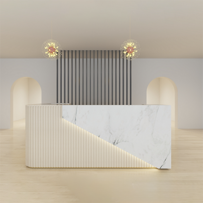 Jonu L-shaped Large Custom Corian Stone Reception Desk