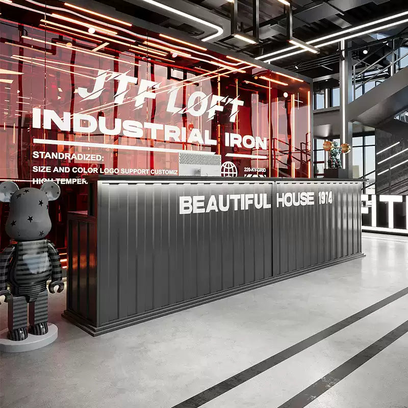 Manto Industrial Loft-Style Reception Desk with LED — M2 Retail
