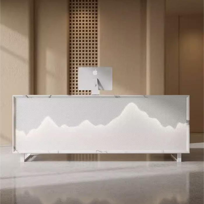 Opal Custom Modern Chinese Style White Reception Desk with LED (2) - M2 Retail