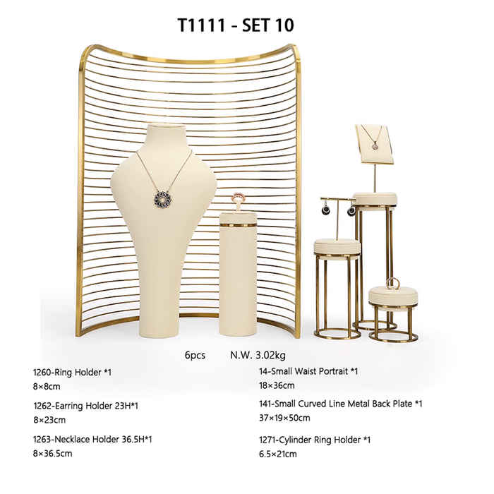 SETS-Ivory White Metal Jewelry and Watch Display Stand - Luxury Earring and Ring Showcase