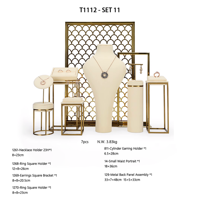 SETS-Ivory White Metal Jewelry and Watch Display Stand - Luxury Earring and Ring Showcase