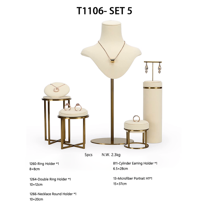 SETS-Ivory White Metal Jewelry and Watch Display Stand - Luxury Earring and Ring Showcase