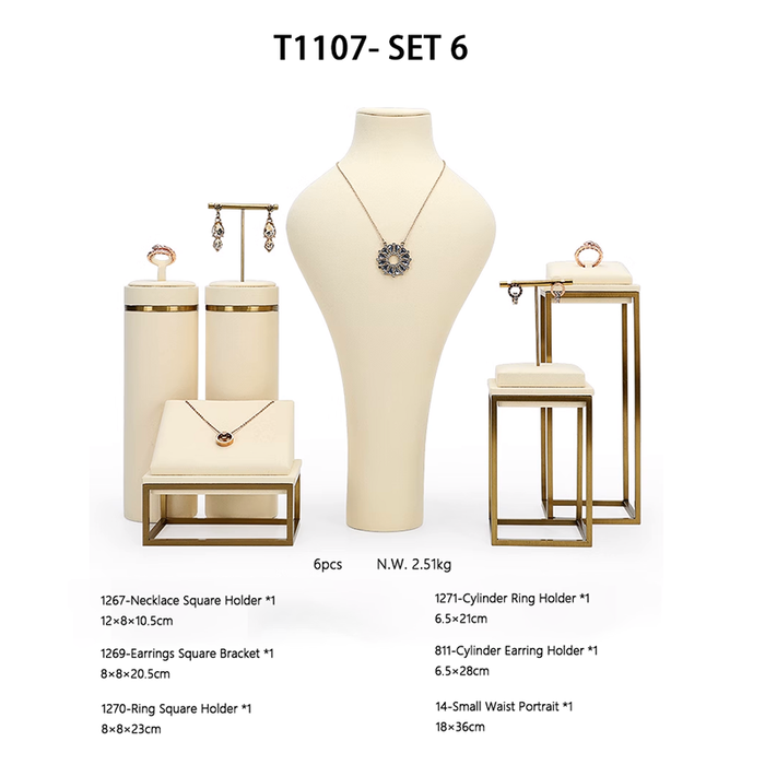 SETS-Ivory White Metal Jewelry and Watch Display Stand - Luxury Earring and Ring Showcase