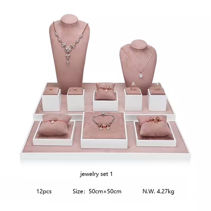 M2 White and Pink Pandora Lacquered Jewelry Display Stand for Bracelets, Rings, and Necklaces - High-End Jewelry Props