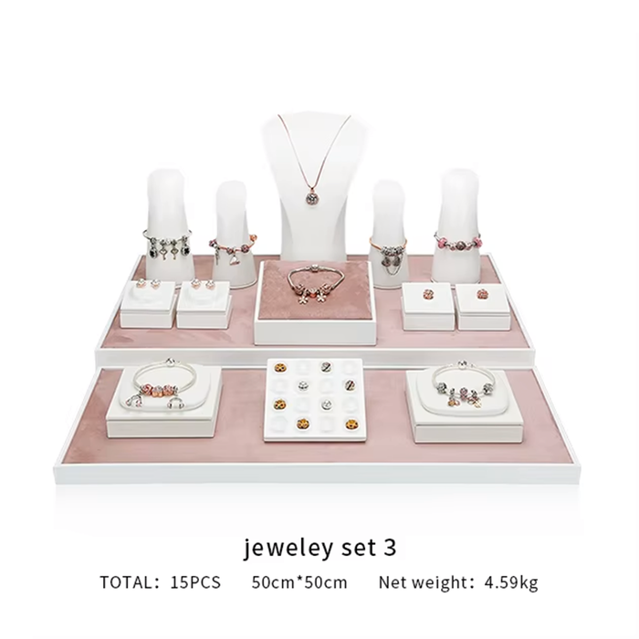 M2 White and Pink Pandora Lacquered Jewelry Display Stand for Bracelets, Rings, and Necklaces - High-End Jewelry Props