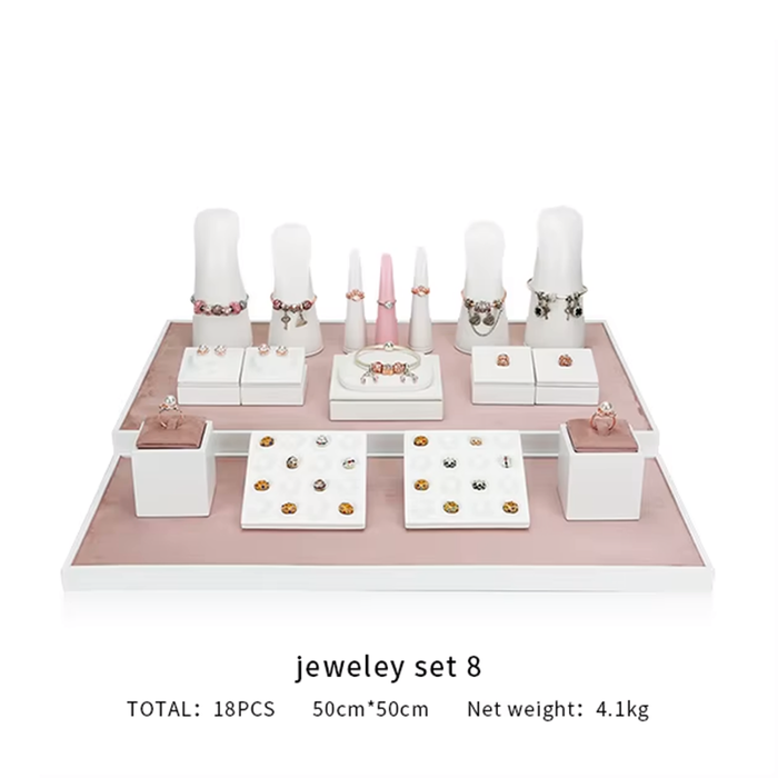 M2 White and Pink Pandora Lacquered Jewelry Display Stand for Bracelets, Rings, and Necklaces - High-End Jewelry Props