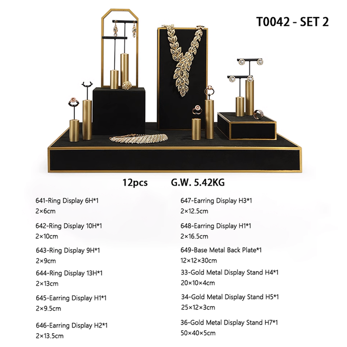 Gold Metal Jewelry and Watch Display Stand - Luxury Earring and Ring Showcase