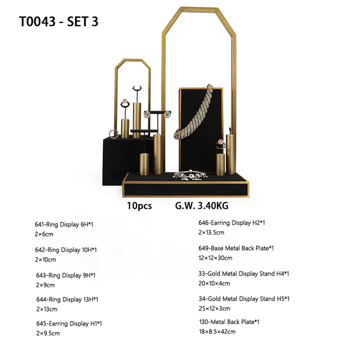 Gold Metal Jewelry and Watch Display Stand - Luxury Earring and Ring Showcase