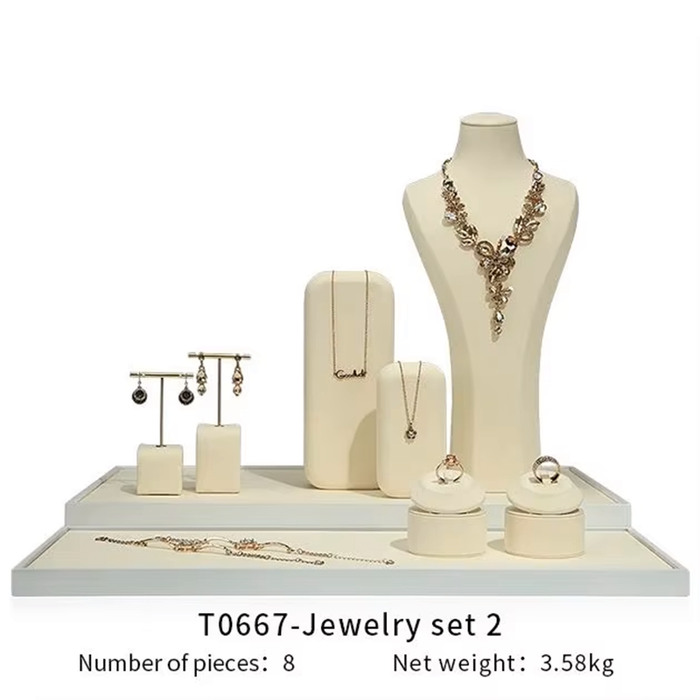 SETS-Ivory Light Jewelry Display Stand - Necklace and Earring Showcase Mannequin