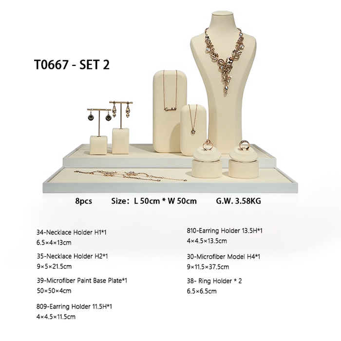 SETS-Ivory Light Jewelry Display Stand - Necklace and Earring Showcase Mannequin