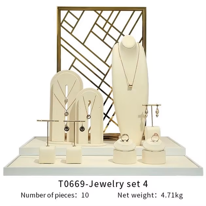 SETS-Ivory Light Jewelry Display Stand - Necklace and Earring Showcase Mannequin