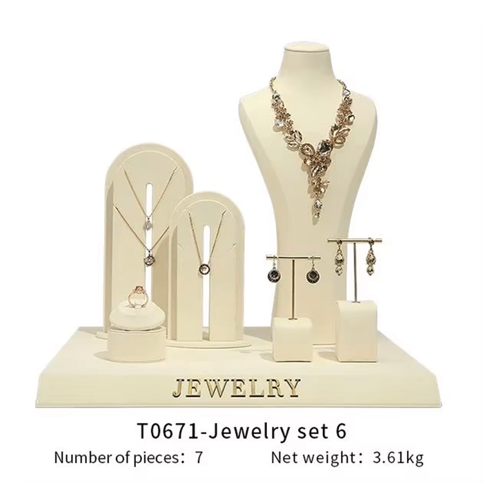 SETS-Ivory Light Jewelry Display Stand - Necklace and Earring Showcase Mannequin