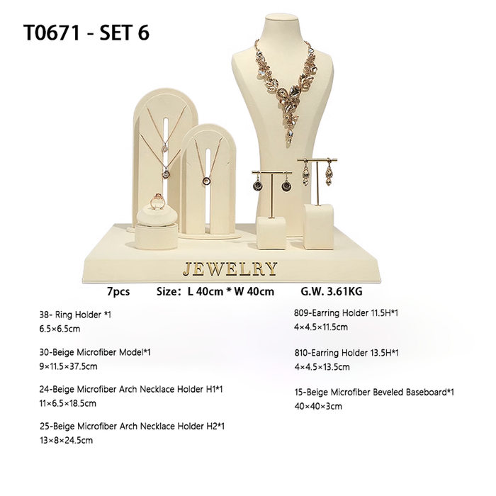 SETS-Ivory Light Jewelry Display Stand - Necklace and Earring Showcase Mannequin