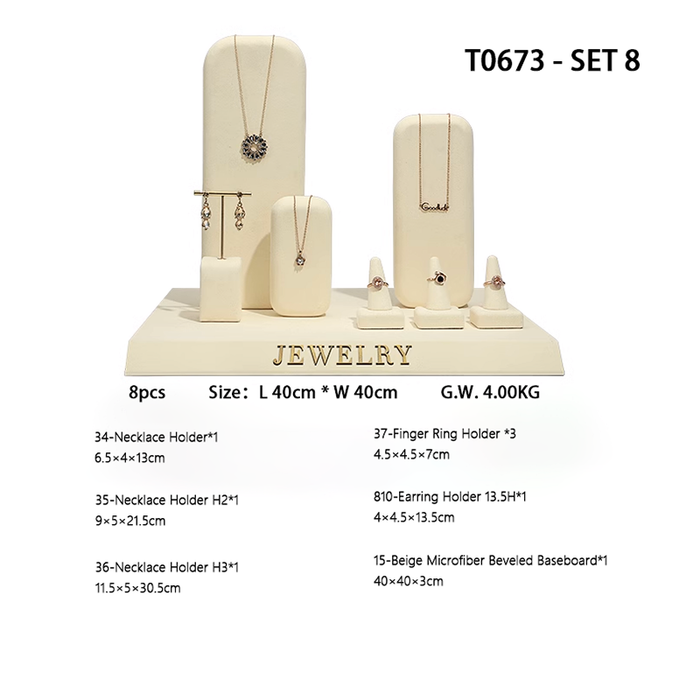 SETS-Ivory Light Jewelry Display Stand - Necklace and Earring Showcase Mannequin