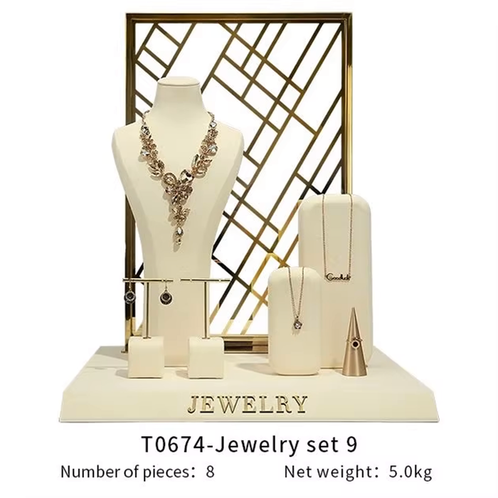 SETS-Ivory Light Jewelry Display Stand - Necklace and Earring Showcase Mannequin