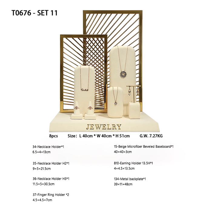 SETS-Ivory Light Jewelry Display Stand - Necklace and Earring Showcase Mannequin