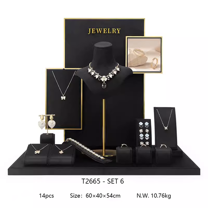 M2 Items Black Velvet Jewelry Display Stand for Necklaces, Rings, and Earrings - Luxury Jewelry Props