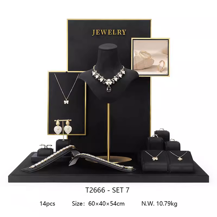 M2 Items Black Velvet Jewelry Display Stand for Necklaces, Rings, and Earrings - Luxury Jewelry Props