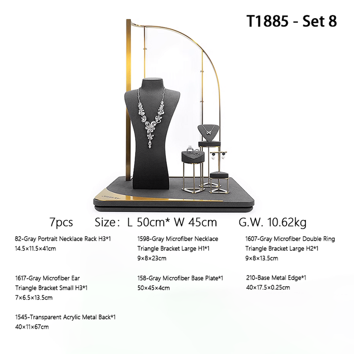 SETS - M2 Items New High-End Gray Jewelry Display Stands for Necklaces, Bracelets, Earrings, and Rings