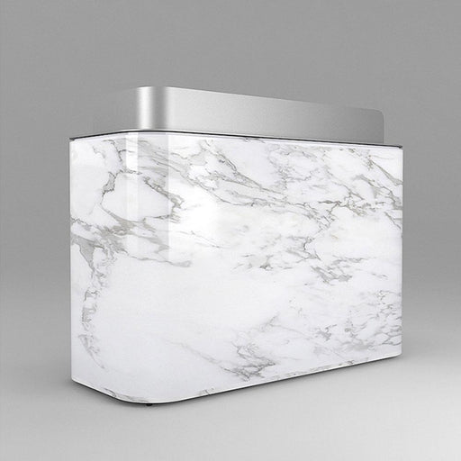 1.4m Long Curved Luxury White Marble Laminate Reception Desk Till Counter for Retail Store - M2 Retail