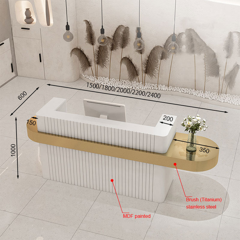 UPGRADED Macron Gold Pencil Reception Desk