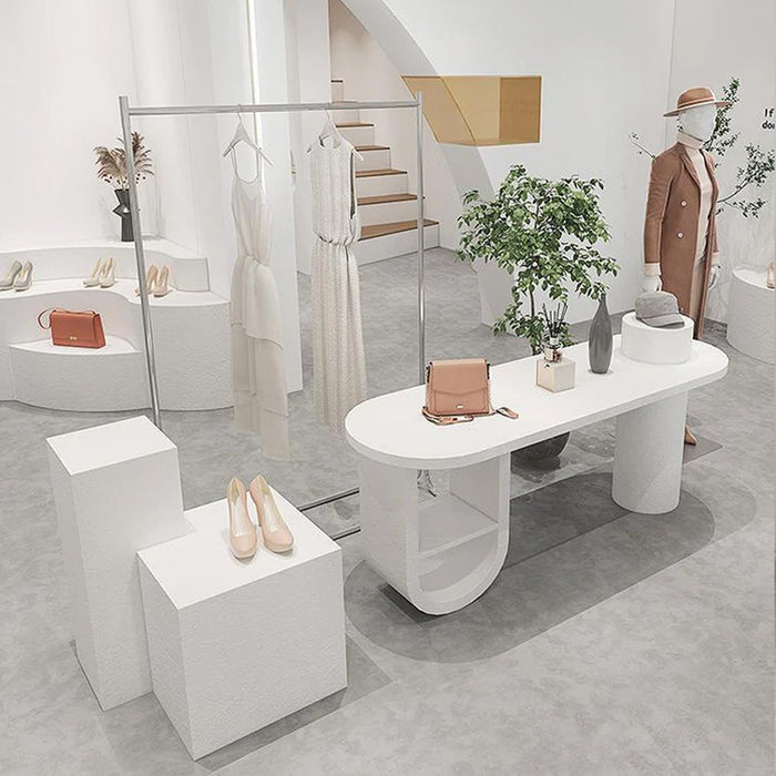 Wabi Sabi Design White Display Table by Diatom Mud for  Fashion Retail Store