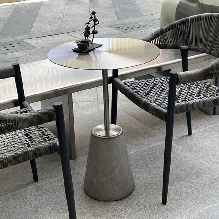 Luxe Gold/ Silver Stainless Steel Side Table with Curved Cement Base
