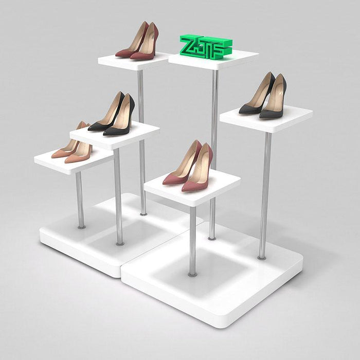 3 in 1 Retail Window Display Stands White Painting & Stainless steel for Clothing/ Shoes/ Bags Shops - M2 Retail