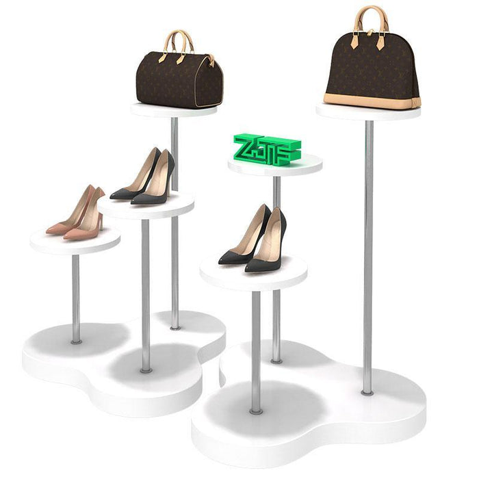 3 in 1 Retail Window Display Stands White Painting & Stainless steel for Clothing/ Shoes/ Bags Shops - M2 Retail