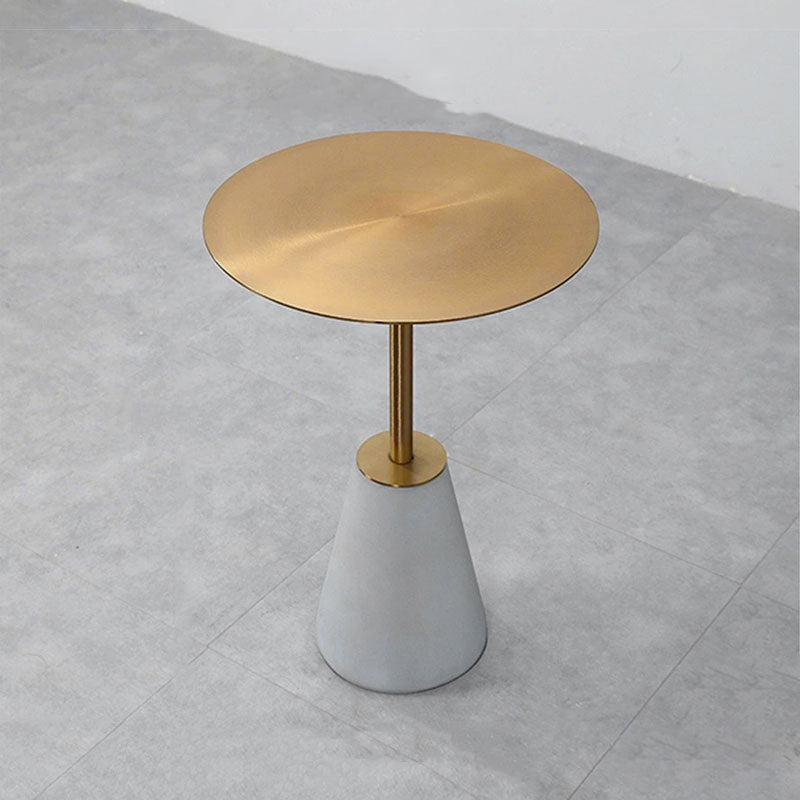Luxe Gold/ Silver Stainless Steel Side Table with Curved Cement Base