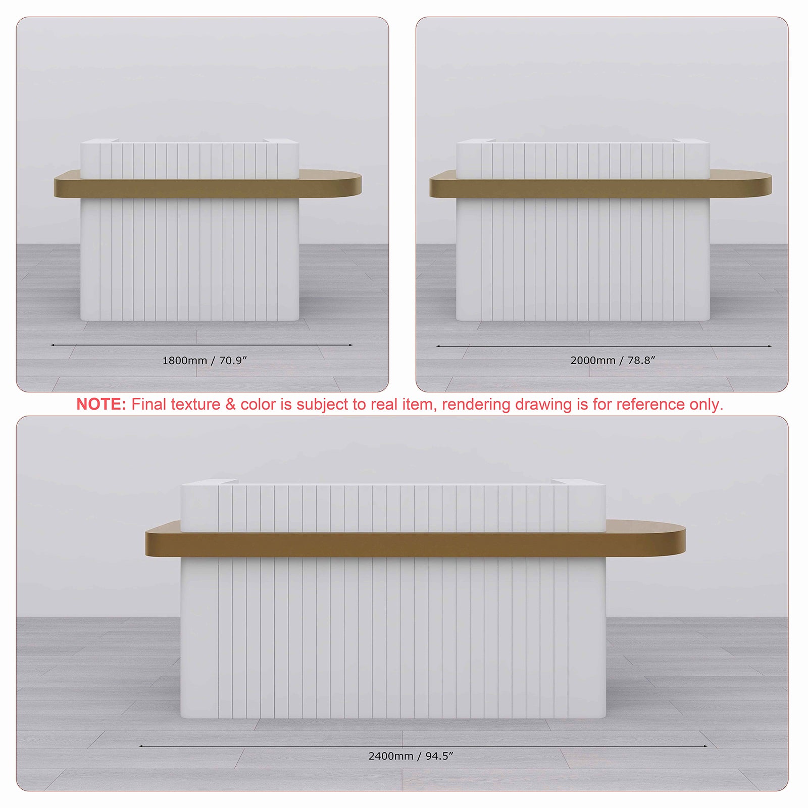 UPGRADED Macron Gold Pencil Reception Desk