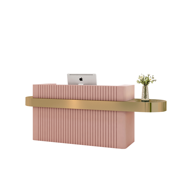 UPGRADED Macron Gold Pencil Reception Desk