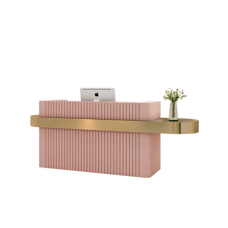 UPGRADED Macron Gold Pencil Reception Desk of High Quality M2 Retail