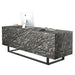 Black Marble Laminate Large Reception Desk with Metal Feet for Hotel Industry Store Design - M2 Retail