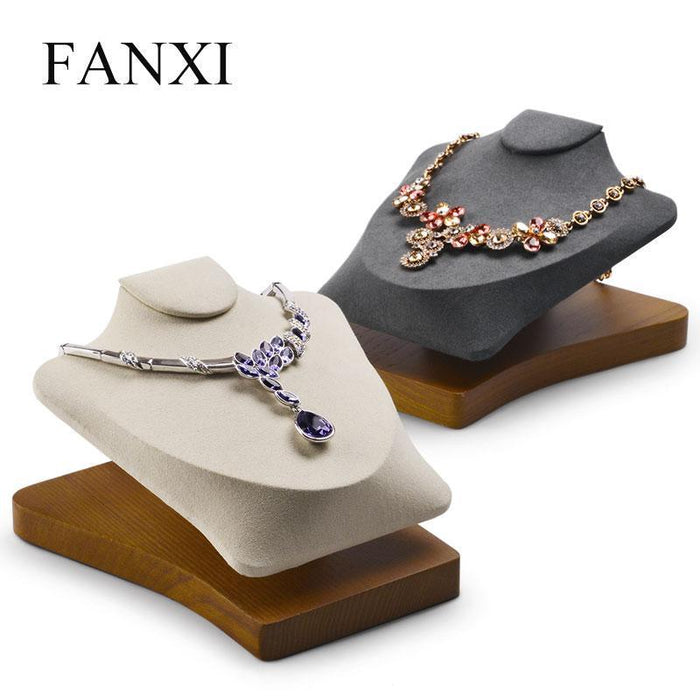FANXI Solid Wooden Jewelry Display  Mannequin Model Necklace/Pendant Bust Jewelry Expositor Showcase - M2 Retail