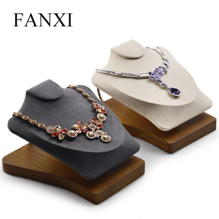 FANXI Solid Wooden Jewelry Display  Mannequin Model Necklace/Pendant Bust Jewelry Expositor Showcase - M2 Retail