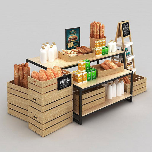 Food/ Wine Promotion Table & Counters Group made by Wood & Black Profile Loft Modern Design - M2 Retail