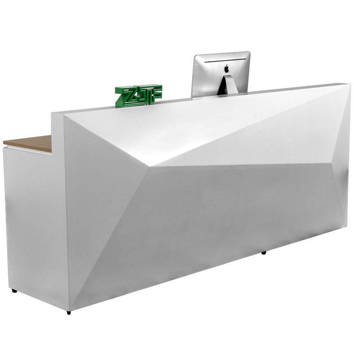 Geometric Reception Desk White Wooden Reception Desk Creative Design White Glossy Painting - M2 Retail