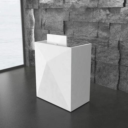 Geometric Small Reception Desk for Nail Salon White Modern Lecture Table for Sales - M2 Retail