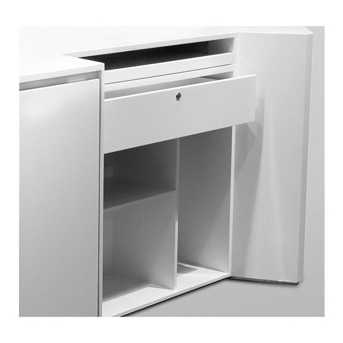 Geometric White Reception Desk Design Cash Counter Till Desk - M2 Retail
