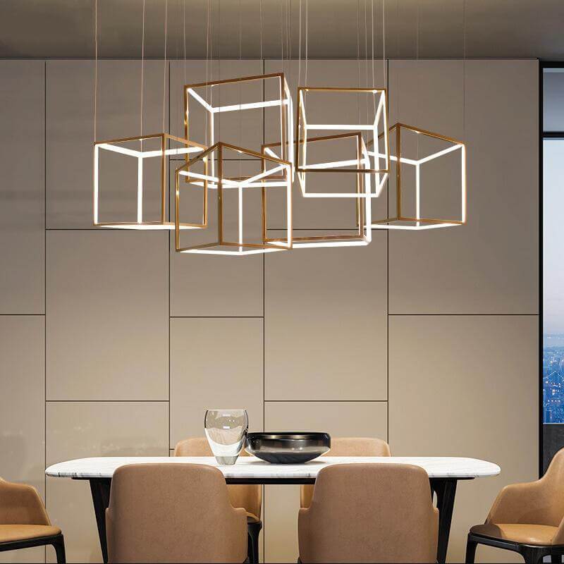 Golden Cube Chandelier LED Stainless Steel - M2 Retail