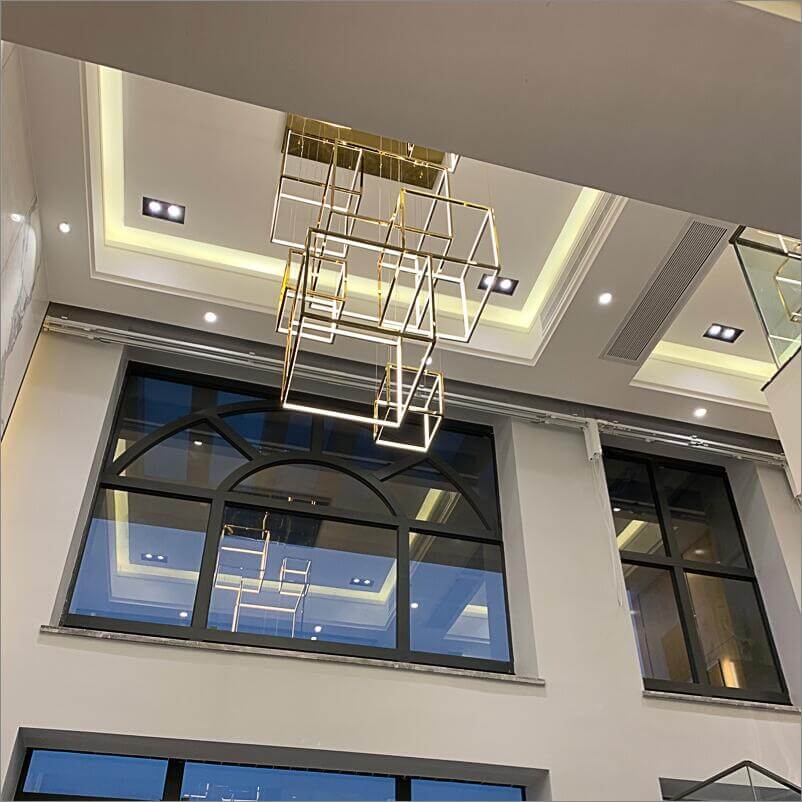 Golden Cube Chandelier LED Stainless Steel - M2 Retail
