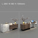 Imitation Marble & Wood Big Reception Desk for Sales Modern Large Front Desk with Black Metal Feet - M2 Retail