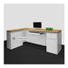 L shaped Modern White Paint Boutique Reception Desk with Wood Counter Top - M2 Retail