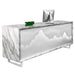 LED illuminated Modern White Marble Reception Desk for Nail Salon in Black White Marble Laminated Cash Counter - M2 Retail