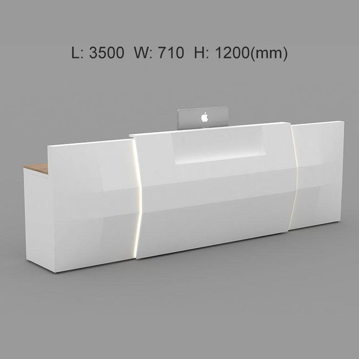LED Super Long Curved Reception Desk White Modern Reception Desk for Hotel Large  Store - M2 Retail