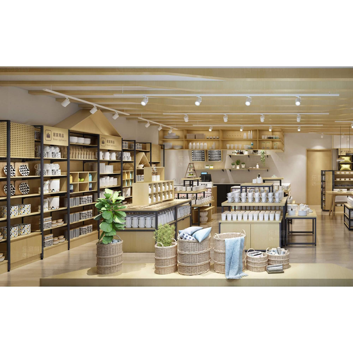 Loft Grocery Shop Living Department Store Display Counter Wall Cabinet ...