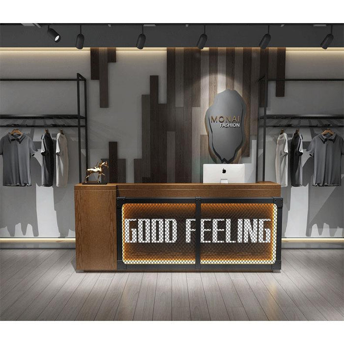Loft Style Wooden Reception Desk for Clothing Store gym — M2 Retail